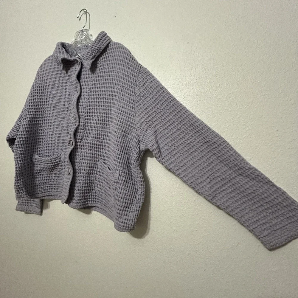Seasons Sport Purple Button Up‎ Waffle Knit Union Made Canada Jacket Women's XL